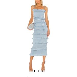 V. Chapman Light Blue Ruffle Midi Dress